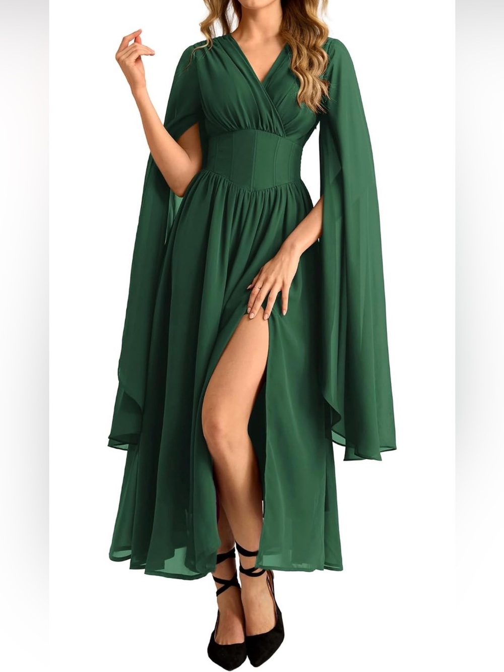 Scarlet Darkness Green Renaissance Witch Cape Maxi Dress M NWT
